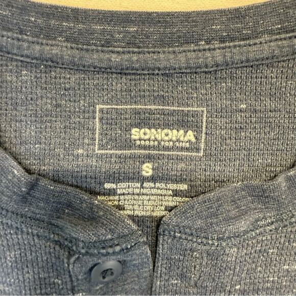 Sonoma Thermal Half Button Down T-shirt heather blue waffle print Men’s Small - Picture 5 of 5